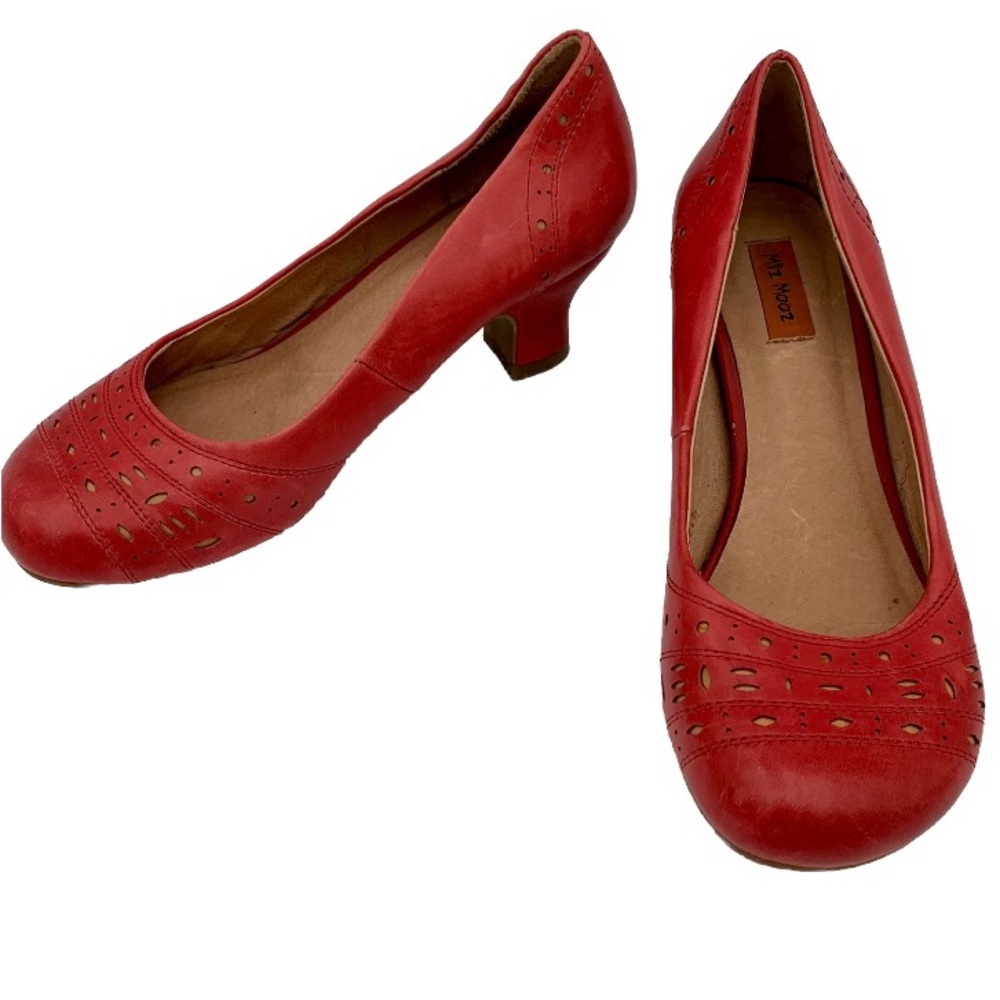 Miz Mooz Red Leather Heels Women Sz 8.5 Trixie Retro Pumps Dress Rockabilly
